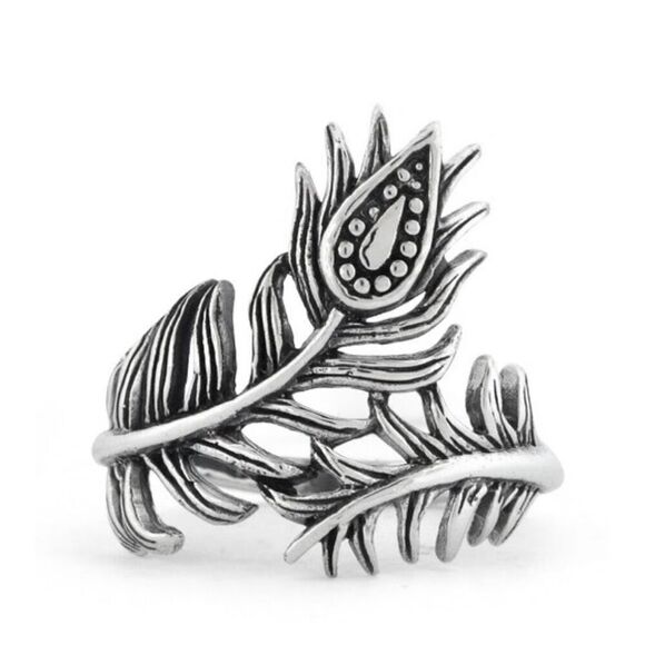 925 Solid Sterling Silver Double Leaf Flower Band Statement Ring Boho New - Picture 3 of 4